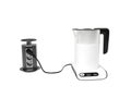 3d render electric kettle plugged in illustration on white background no shadow