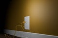 3d render of  electric plug about to enter outlet Royalty Free Stock Photo