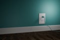 3d render of  electric plug about to enter outlet Royalty Free Stock Photo
