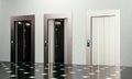 3D render of elevator doors with clean metallic finish and modern architectural design Royalty Free Stock Photo