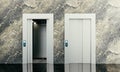 3D render of elevator doors with clean metallic finish and modern architectural design Royalty Free Stock Photo