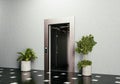 3D render of elevator doors with clean metallic finish and modern architectural design Royalty Free Stock Photo