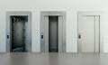 3D render of elevator doors with clean metallic finish and modern architectural design Royalty Free Stock Photo