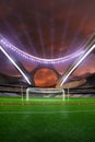 3d render emptry hi-tech stadium evening without people jump track Royalty Free Stock Photo