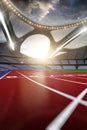 3d render emptry hi-tech stadium evening without people running Royalty Free Stock Photo