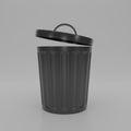 3D render empty black trash icon Cartoon minimal style on white background, environment concept, waste, conservation. Recycle bin