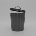 3D render empty black trash icon Cartoon minimal style on white background, environment concept, waste, conservation. Recycle bin Royalty Free Stock Photo