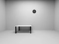 3D render empty room white wall background