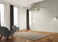 3d Render of empty space with gray plaster wall