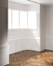 3d Render of empty space with white classical wall