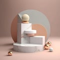 3d render empty space white marble texture podium. Podium for product shoot. AI Generative Illustration Royalty Free Stock Photo