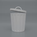 3D render empty white trash icon Cartoon minimal style on gray background, environment concept,waste , conservation. Recycle bin