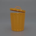 3D render empty yellow trash icon Cartoon minimal style on gray background, environment concept, waste, conservation. Recycle bin