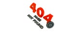 3d render of 404 error page with cog wheel. Page not found. Website under construction. Design of web page - disconnect banner for