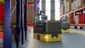 3D render of AGV with COBOT in smart warehouse