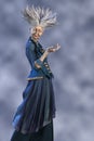 3D Render of a fairy godmother or witch fantasy character standing in a magical hand outstretched pose