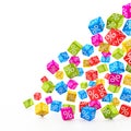3d render - falling colorful cubes with percent signs Royalty Free Stock Photo