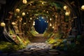 3D render of a fantasy fantasy portal with a staircase and books, Embark on a whimsical journey through a literary wonderland,