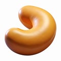 Bright Orange Smooth Cashew Nut Shaped Abstract Object 3D Render with Minimalistic Design Royalty Free Stock Photo