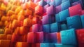 3D Render of Colorful Connected Cubes