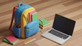 Back to School Backpack, Laptop, and School Supplies Royalty Free Stock Photo