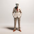 3d Model Of A Surreal Man In A Suit With Ritualistic Masks