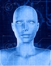 3D female face with technology coding overlay