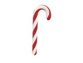 3D render of a festive red and white striped candy cane against a plain white background.