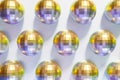 3d render of festive shiny dico balls pattern on a white background Royalty Free Stock Photo