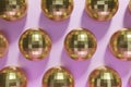 3d render of festive shiny gold dico balls pattern Royalty Free Stock Photo