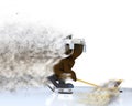 3D figure playing ice hockey with speed effect