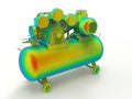 3D render - finite element analysis of an air compressor