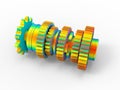 3D render - finite element analysis of gears