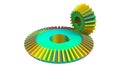 3D render - finite element analysis of two bevel gears