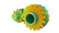 3D render - Finite element analysis of two cog gears