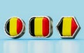 3d render Flag signs of Belgium in three different shape