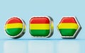 3d render Flag signs of Bolivia in three different shape