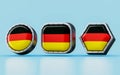 3d render Flag signs of Germany in three different shape