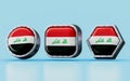 3d render Flag signs of IRAQ in three different shape