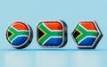 3d render Flag signs of South Africa in three different shape Royalty Free Stock Photo