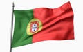 3D Illustration of Flagpole with Portugal Flag Royalty Free Stock Photo