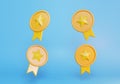 3D Render of Floating Golden Star Ribbons