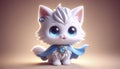 A 3D render of a fluffy cat superhero character, Ai generated image Royalty Free Stock Photo