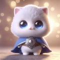A 3D render of a fluffy cat superhero character, Ai generated image Royalty Free Stock Photo
