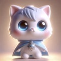 A 3D render of a fluffy cat superhero character, Ai generated image Royalty Free Stock Photo