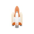 3d render flying rocket. 3d rendering spaceship launch. 3d render space rocket on white background