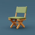 3d render of folding camping chair isolated on blue background,Camping equipment.