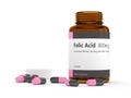 3d render of folic acid with pills