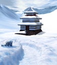 Enchanting Ancient Asian Palace in Winter