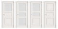 Four white doors on a white background